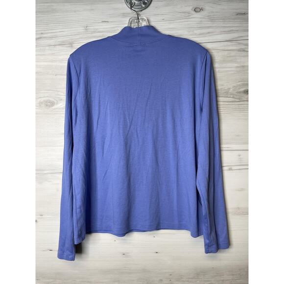 LL Bean Shirt Womens Large Purple Supima Cotton Mock Neck Long Sleeve Casual Top - Picture 9 of 9